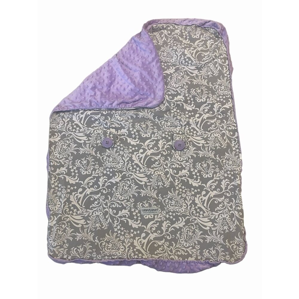 Car Seat Canopy Purple & Gray Baby Carseat Fleece Minky Back